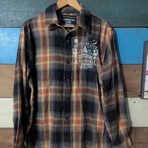 A.L.F Live Forever Ouija Board Embroidered Flannel Shirt Button Up XL D